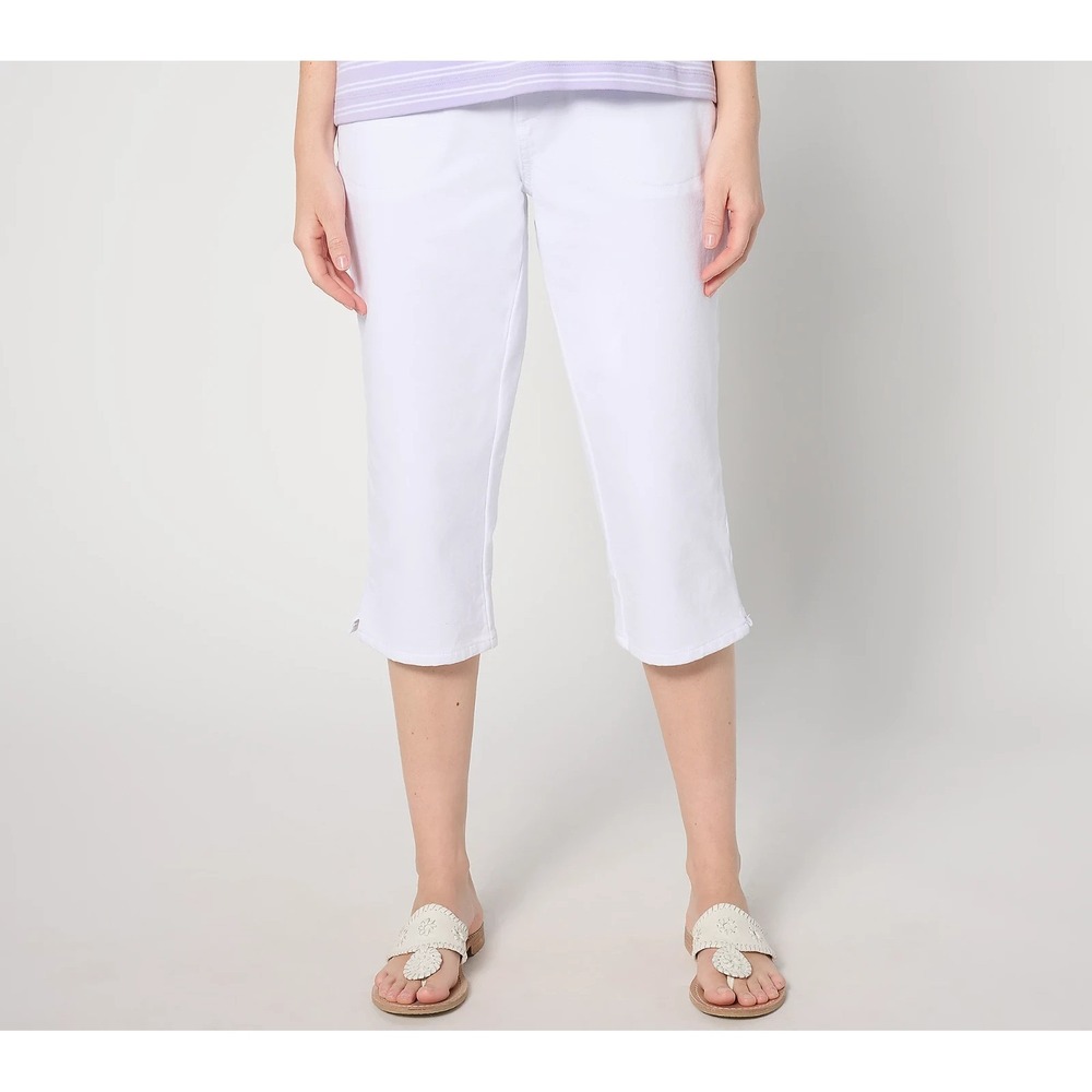 Quacker Factory‎ DreamJeannes Regular Flat Waistband Capri White3X